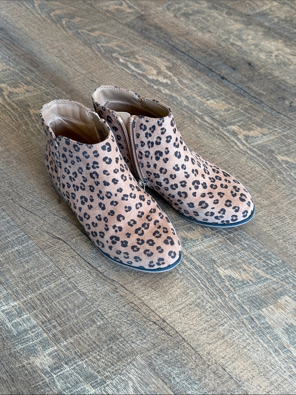 Cat & Jack Girls Leopard Print Ankle Booties - Tan and Black